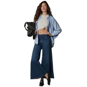 Anthropologie Pilcro A-Line Trapeze High Rise Wide Leg Jeans Sz 30 Crop Raw Hem